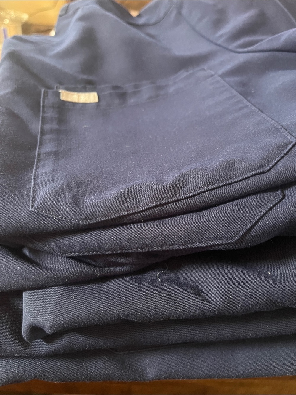 Figs Men's Navy V-Neck Scrub Top with Chest Pocket - Picture 5 of 6